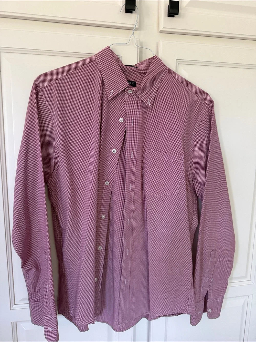 J. Crew Slim Untucked Microcheck Button-Down Shirt in Red and White
